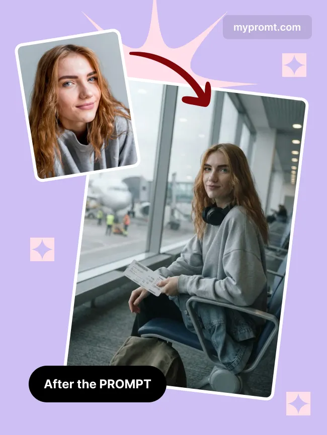 Airport window departure portrait — example 2