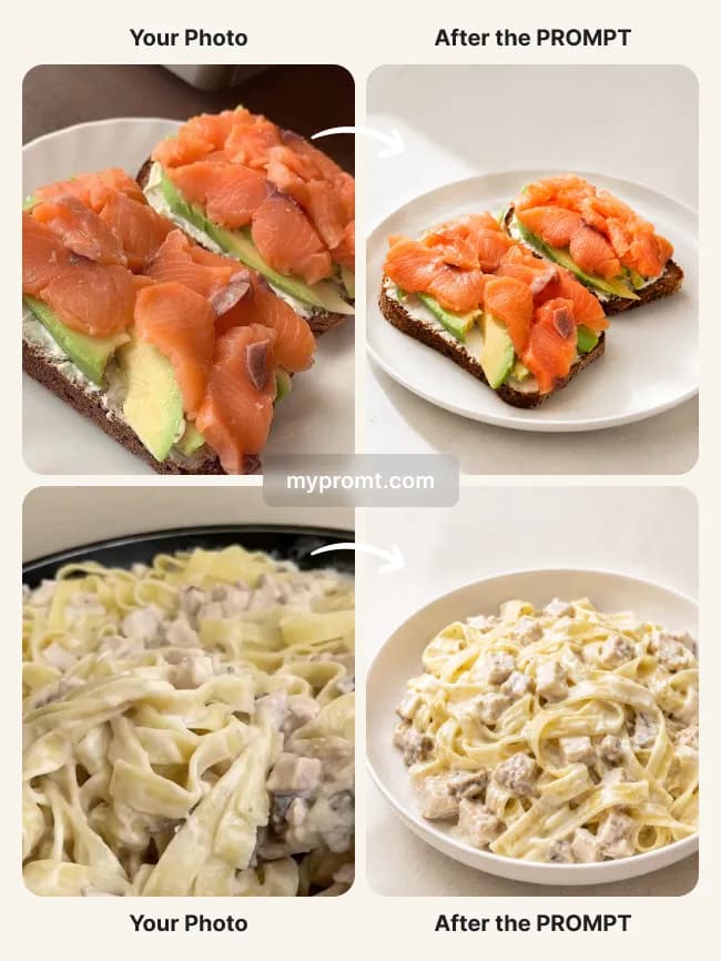 Bright minimalist menu photo of any dish — example 2