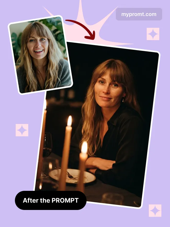 Candlelit dinner table portrait — example 2