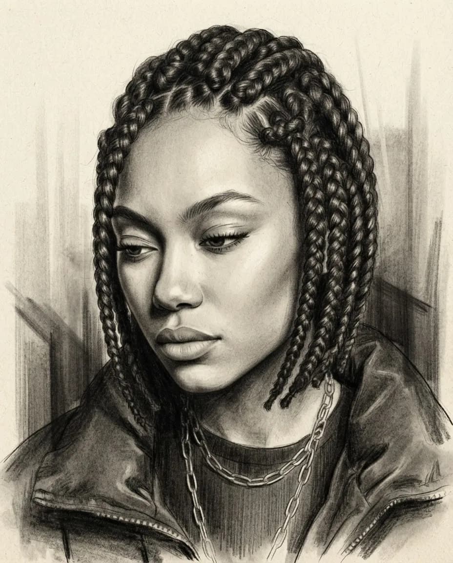 Charcoal chiaroscuro portrait — AI prompt result (after)