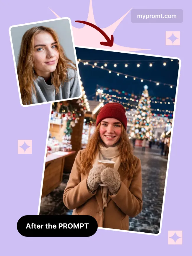 Christmas market night portrait — example 2