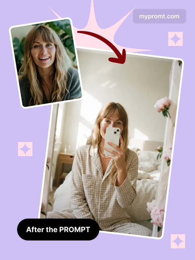 Cozy morning mirror selfie — example 2