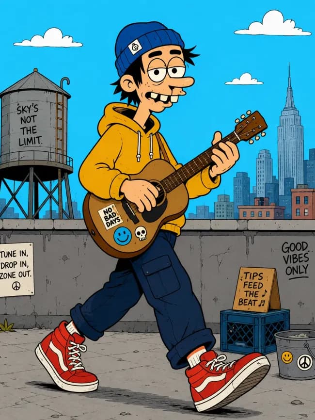 Deadpan cartoon character — example 6