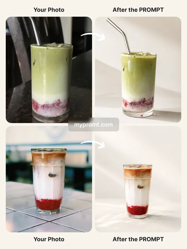 Editorial drink shot on a clean studio background — example 2