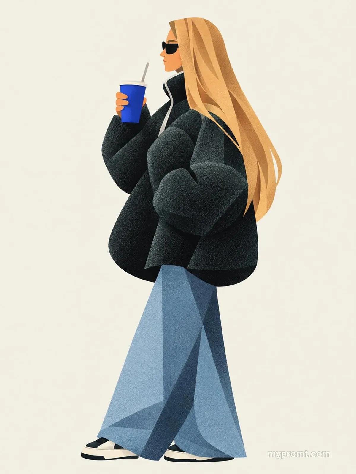 Flat geometric character poster — example 4