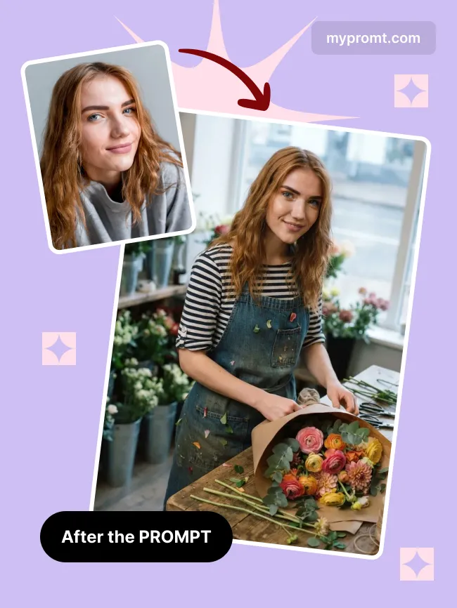 Flower shop bouquet portrait — example 2