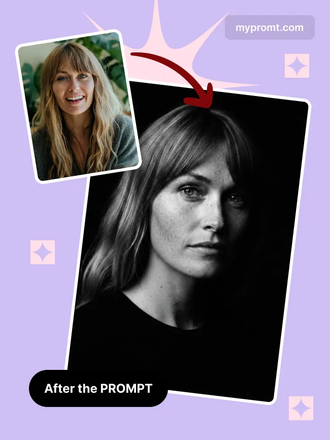 Hard light black backdrop portrait — example 2
