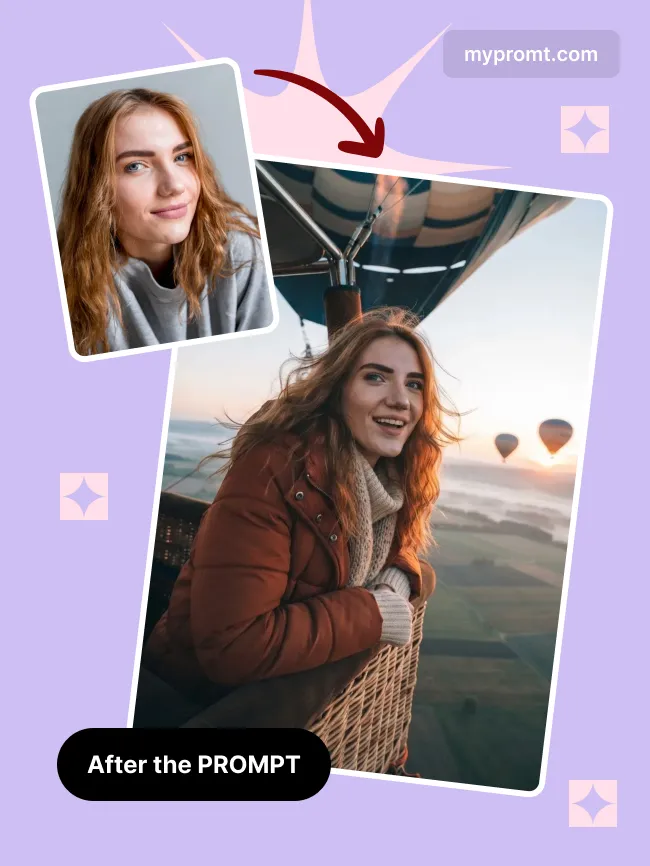 Hot air balloon dawn portrait — example 2