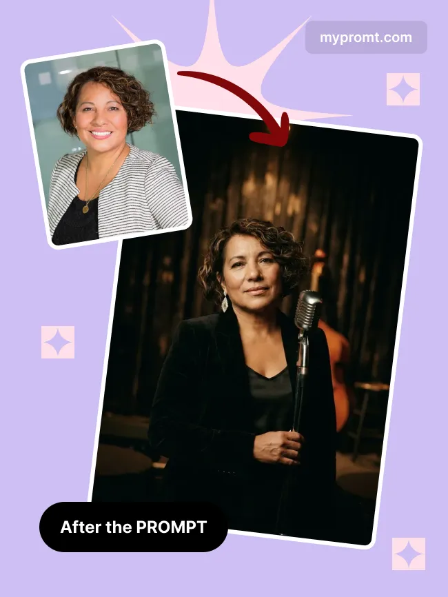 Jazz club stage portrait — example 2