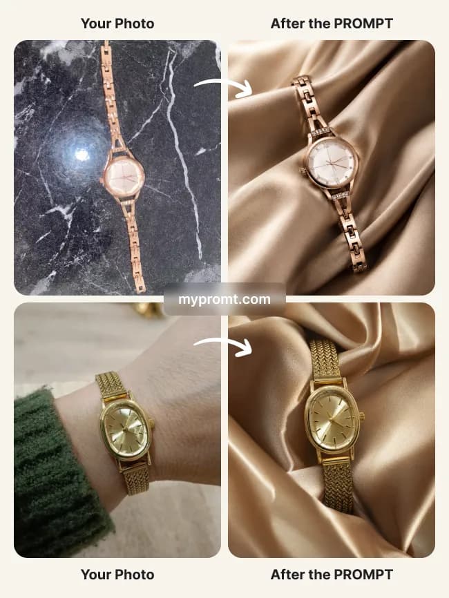 Luxury watch macro shot on champagne silk — example 2