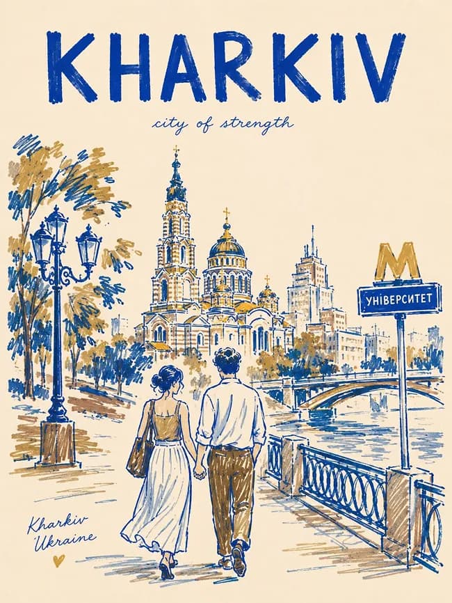 Marker-pen travel poster — example 2