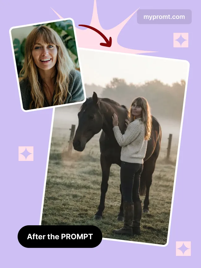Misty meadow horse portrait — example 2