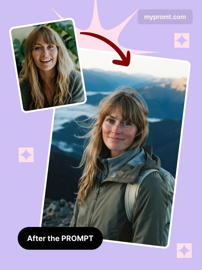 Mountain summit sunrise portrait — example 2
