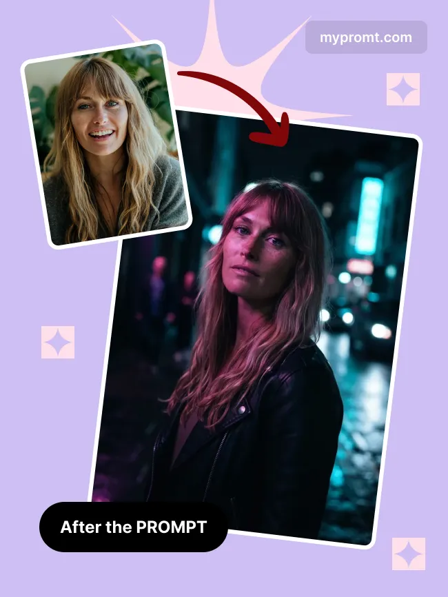 Neon night city portrait — example 2