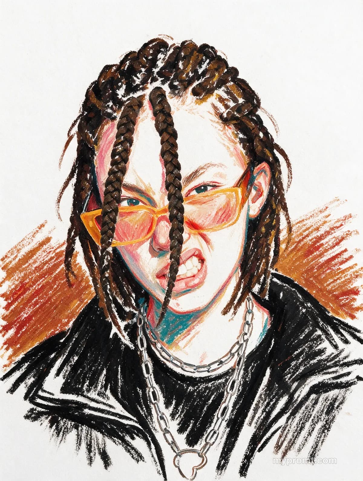 Oil crayon live sketch — AI prompt result (after)