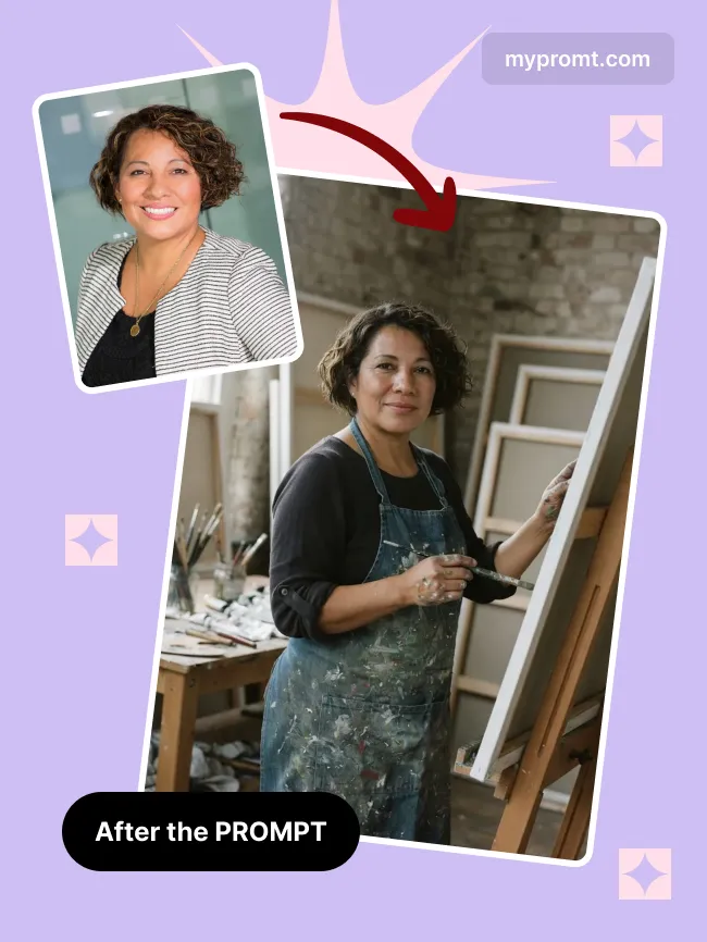 Painter's studio canvas portrait — example 2