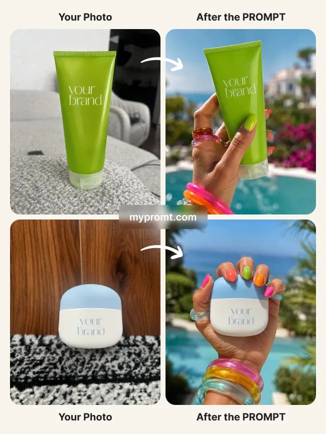 Poolside UGC photo with product in hand — example 2