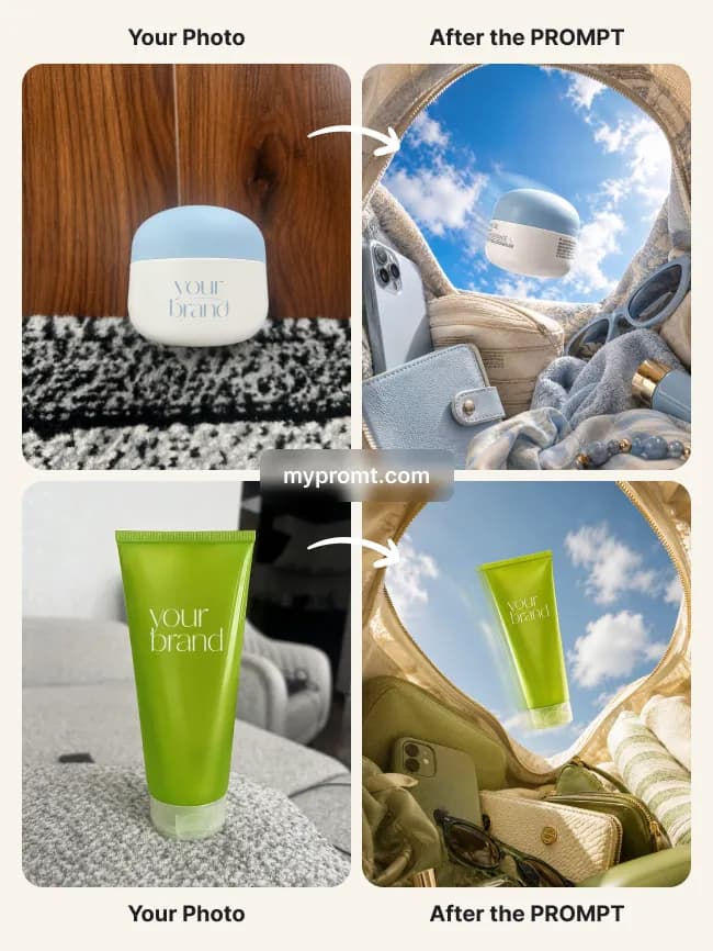 Product falling into a summer beach bag — example 2