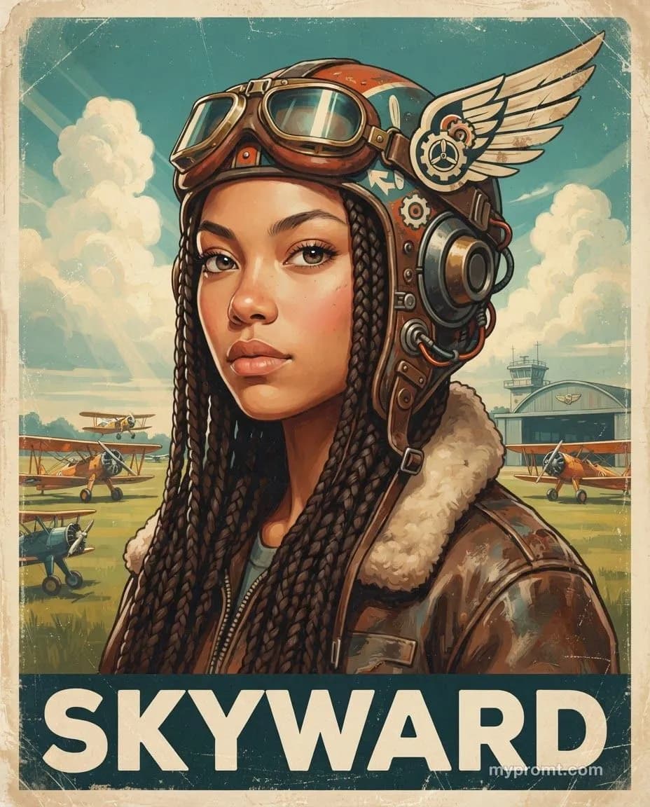 Retro aviation poster — AI prompt result (after)