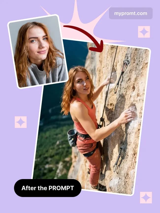 Rock climbing cliff portrait — example 2