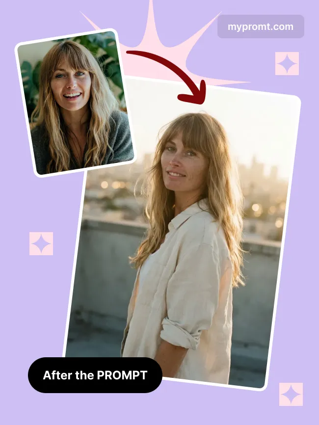 Rooftop golden hour city portrait — example 2