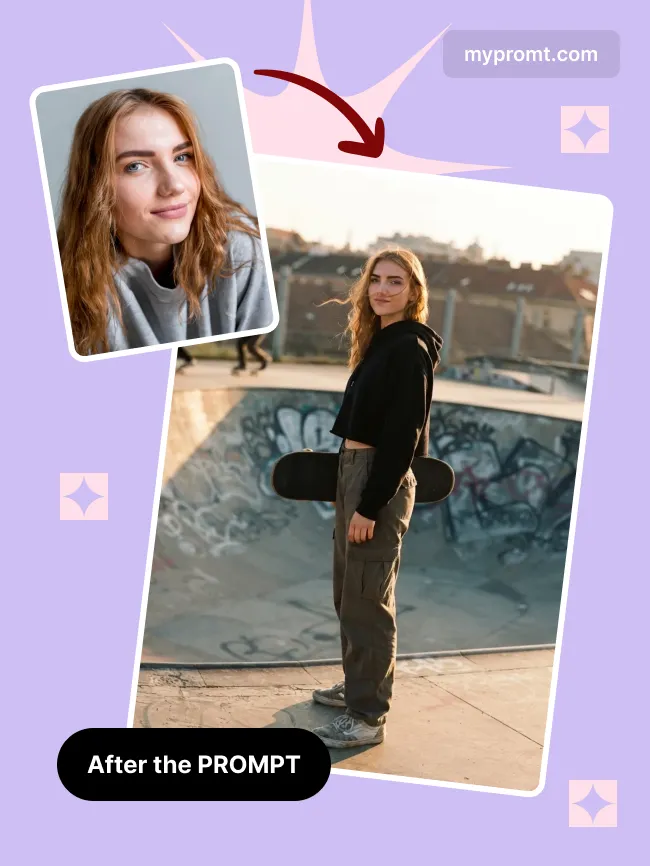 Skate park golden hour portrait — example 2