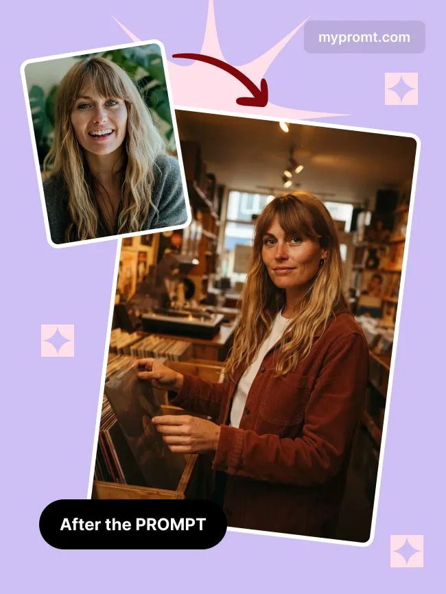 Vinyl record shop portrait — example 2