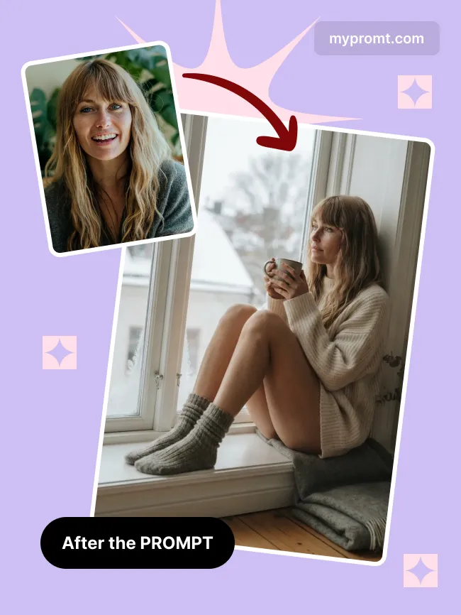 Winter windowsill portrait — example 2